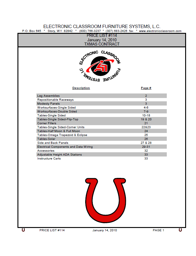 Click to view price list in Adobe Acrobat